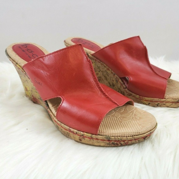 boc Shoes - Born BOC Red Red Sandals Floral Cork Size 9